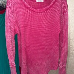 Zenana Pink Waffle Top